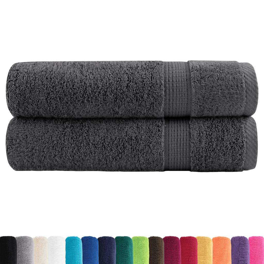Asciugamani da bagno Premium SOLUND 2 pz Antracite 100x150 cm 600 g/mÂ²