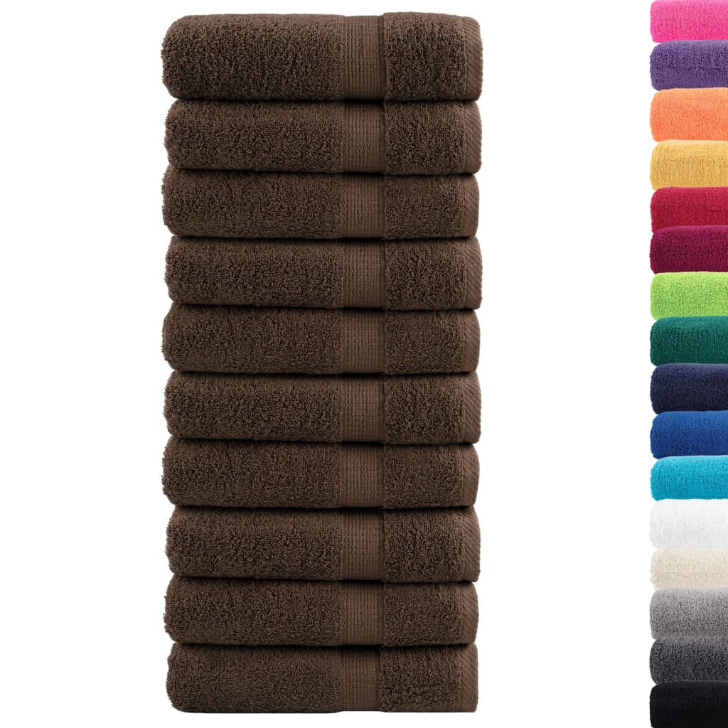 Asciugamani Premium SOLUND 10 pz Marrone 50x100 cm 600 g/mÃ‚Â²