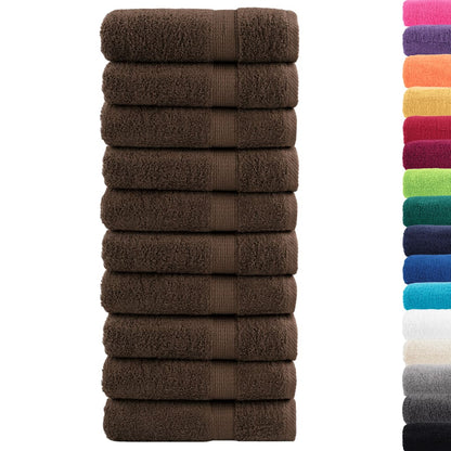 Asciugamani da doccia premium SOLUND 10 pezzi Marrone 70x140 cm 600 g/mÂ²