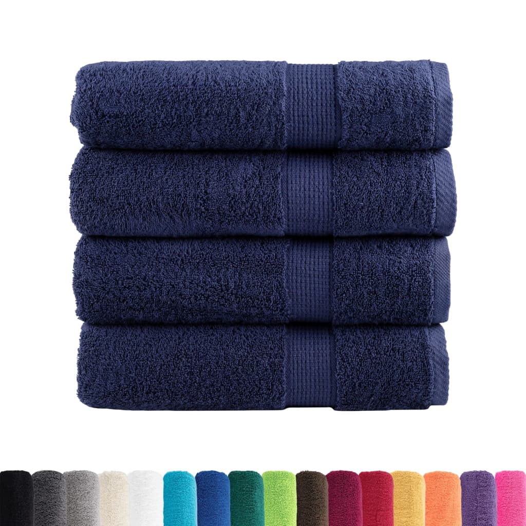 Asciugamani Premium SOLUND 4 pz Blu Navy 50x100 cm 600 g/mÂ²
