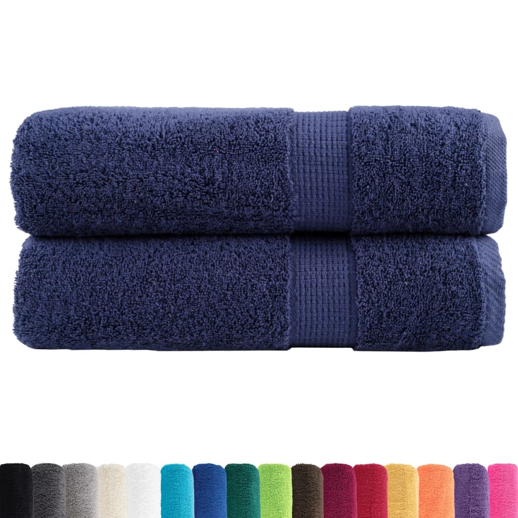 Asciugamani da doccia premium SOLUND 2 pezzi blu navy 70x140 cm 600 g/mÃ‚Â²