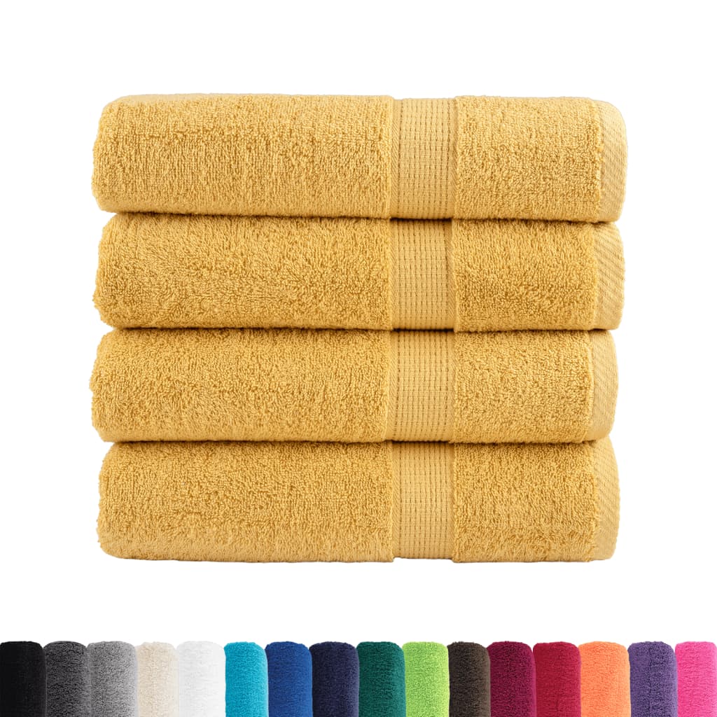 Asciugamani da doccia premium SOLUND 4 pezzi Oro 70x140 cm 600 g/mÂ²