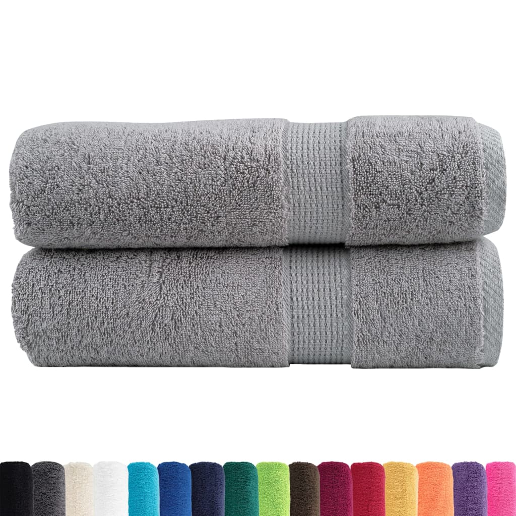 Asciugamani da doccia premium SOLUND 2 pezzi Grigio 70x140 cm 600 g/mÂ²