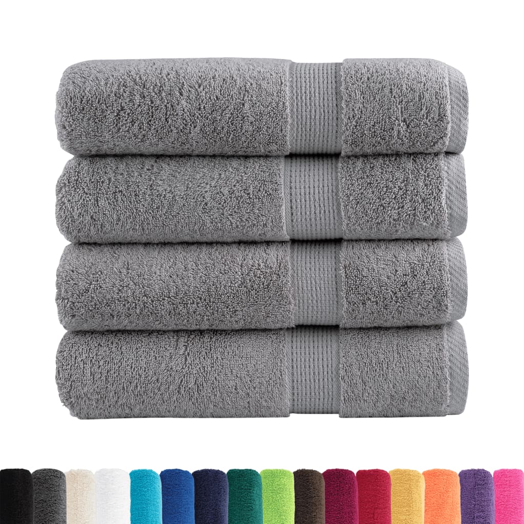 Asciugamani da doccia premium SOLUND 4 pezzi Grigio 70x140 cm 600 g/mÂ²