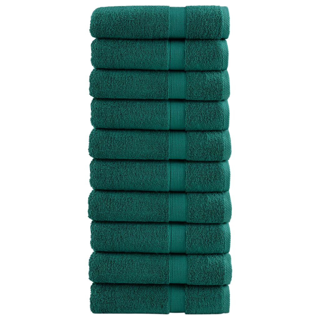 Asciugamani da Bagno SOLUND 10 pz Verdi 100x150cm 600 g/mÂ²