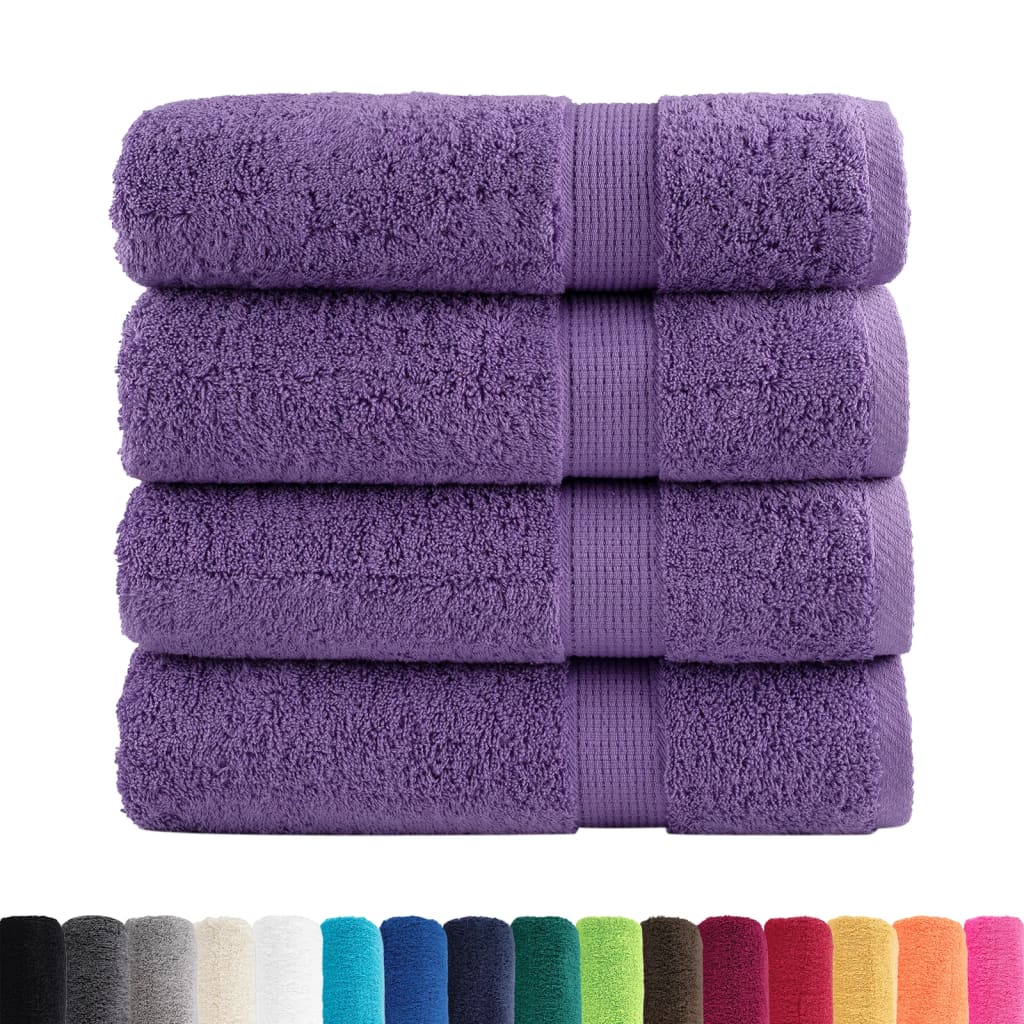 Asciugamani da Doccia SOLUND 4 pz Viola 70x140 cm 600 g/mÂ²