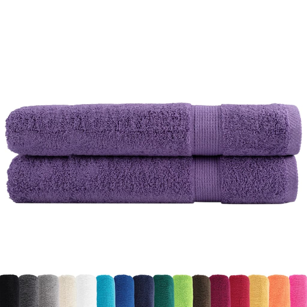 Asciugamani Premium SOLUND 2 pz Viola 100x200 cm 600 g/mÂ²