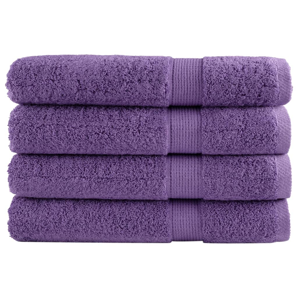 Asciugamani Premium SOLUND 4 pz Viola 100x200 cm 600 g/mÂ²