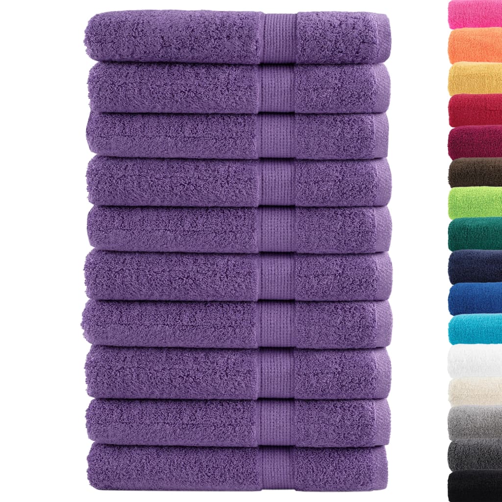 Asciugamani Premium SOLUND 10 pz Viola 100x200 cm 600 g/mÃ‚Â²