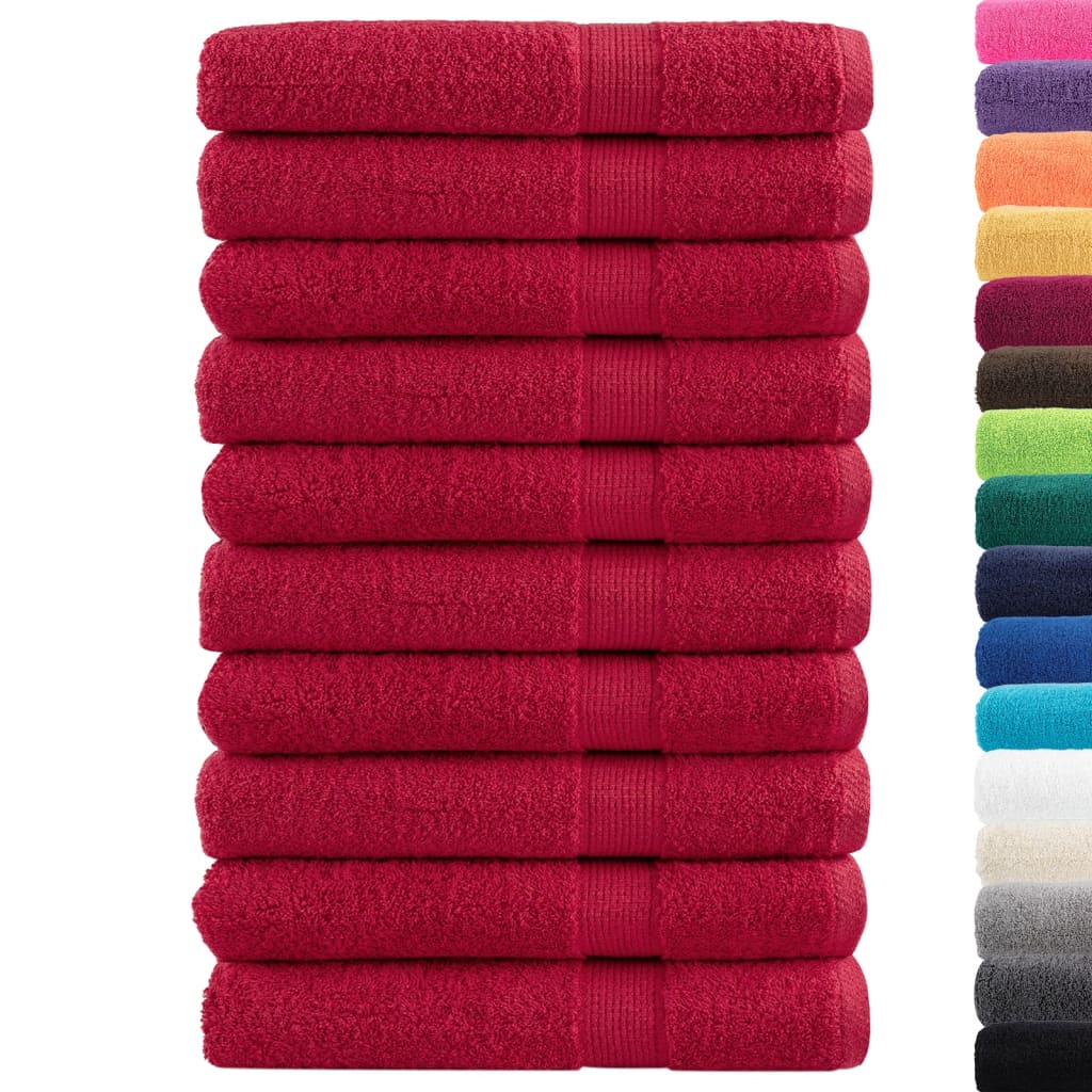 Asciugamani Premium SOLUND 10 pz Rosso 100x200 cm 600 g/mÂ²