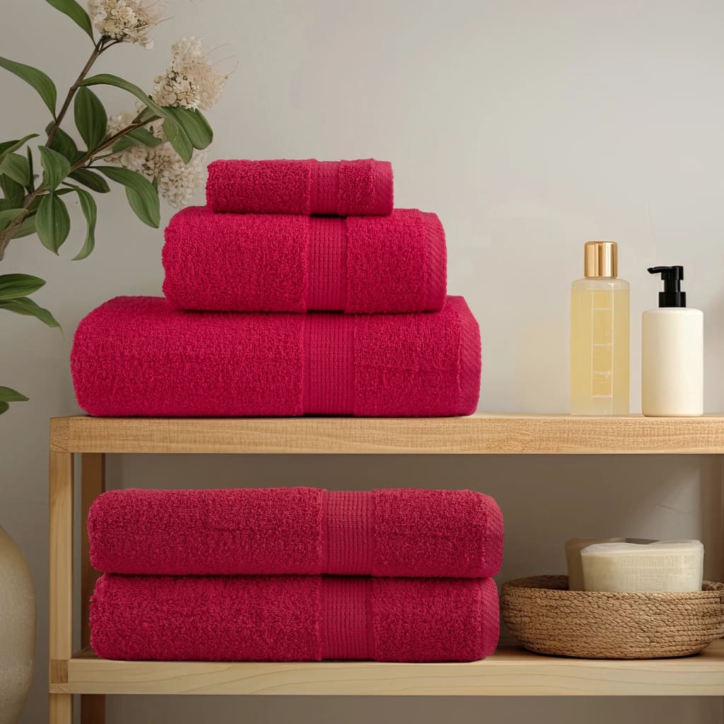 Asciugamani Premium SOLUND 10 pz Rosso 100x200 cm 600 g/mÂ²