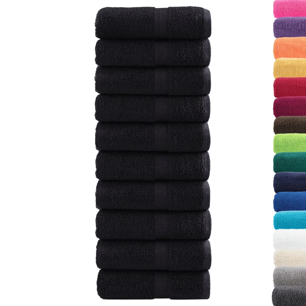 Asciugamani Premium SOLUND 10 pz Neri 30x30 cm 600 g/mÂ²