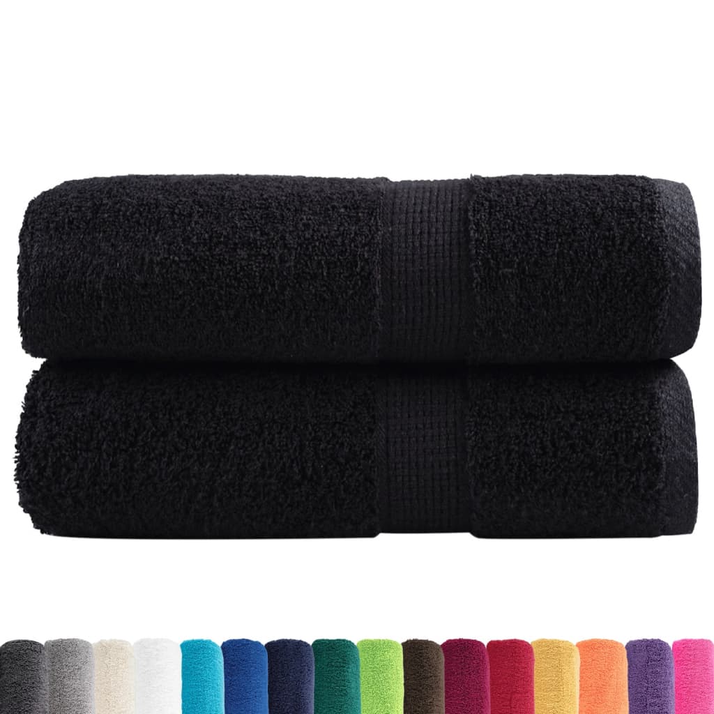 Asciugamani per Ospiti SOLUND 2 pz Neri 30x50 cm 600 g/mÃ‚Â²