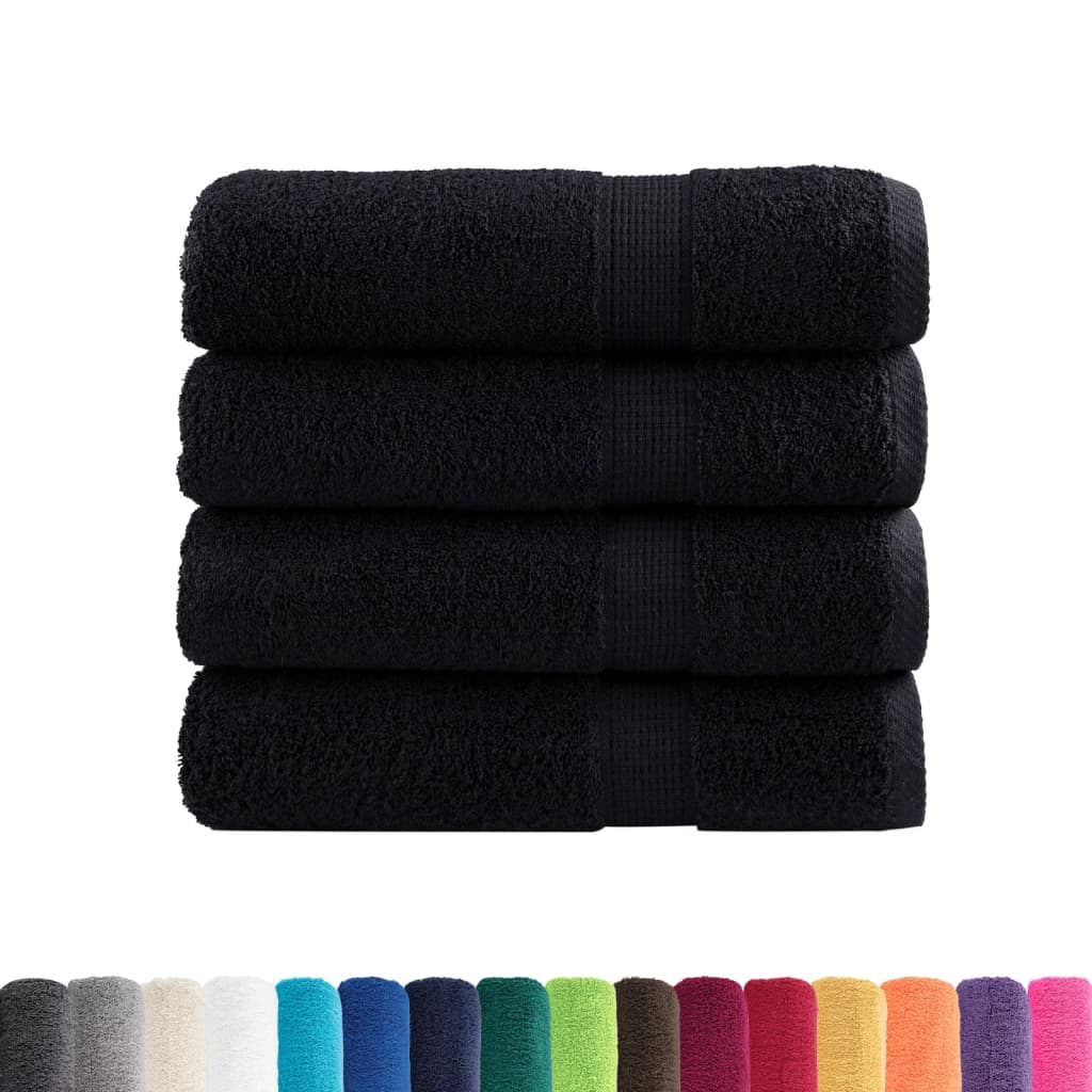 Asciugamani Premium SOLUND 4 pz Neri 50x100 cm 600 g/mÃ‚Â²