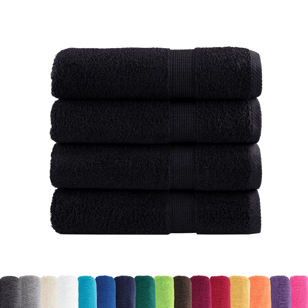 Asciugamani da bagno Premium SOLUND 4 pz Nero 100x150 cm 600 g/mÂ²