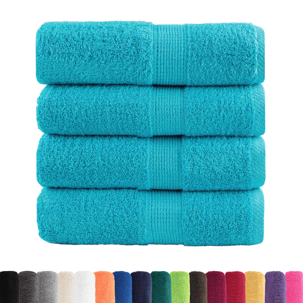 Asciugamani Ospiti SOLUND 4 pz Turchesi 30x50 cm 600 g/mÃ‚Â²