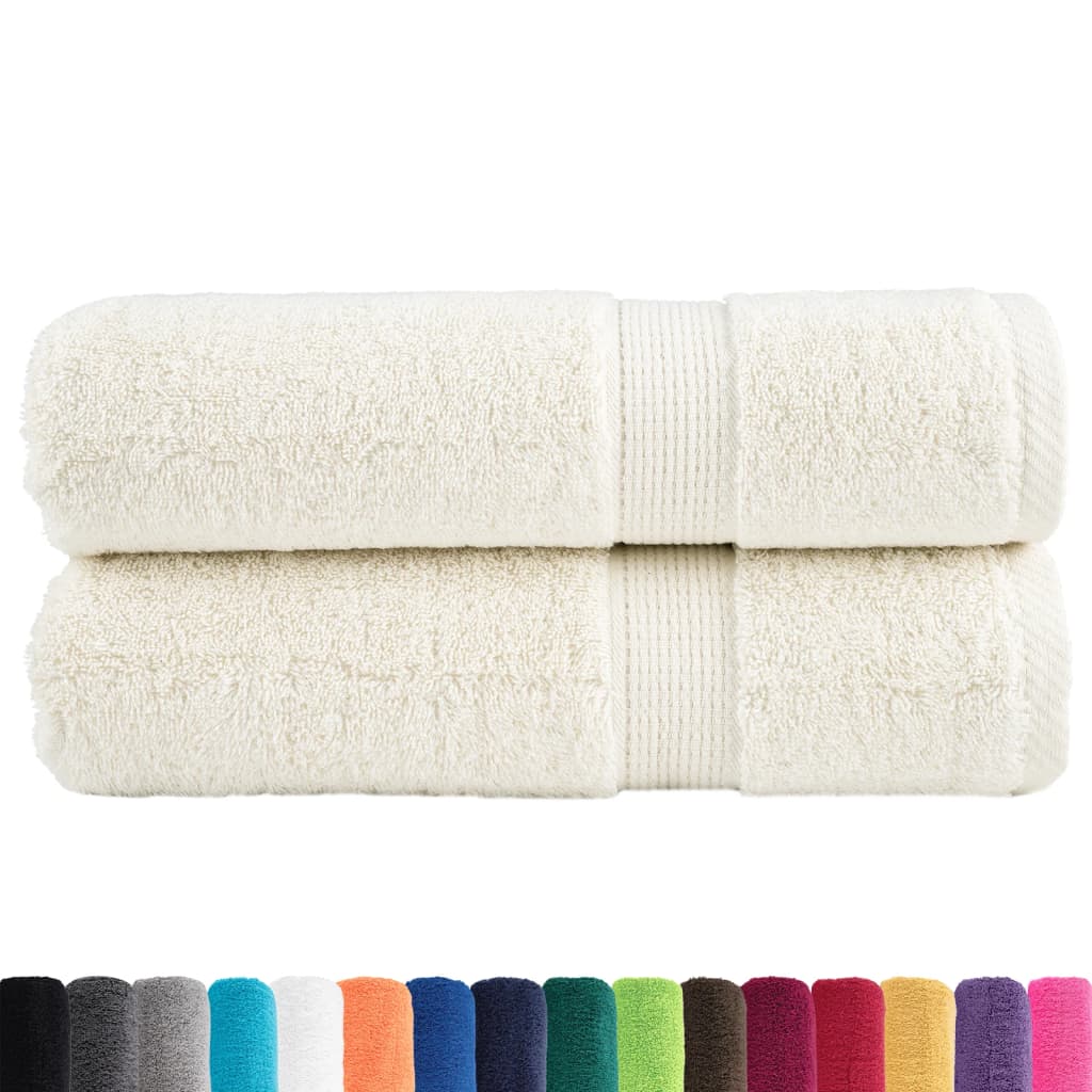 Asciugamani da Bagno SOLUND 2 pz Crema 50x100 cm 600 g/mÂ²