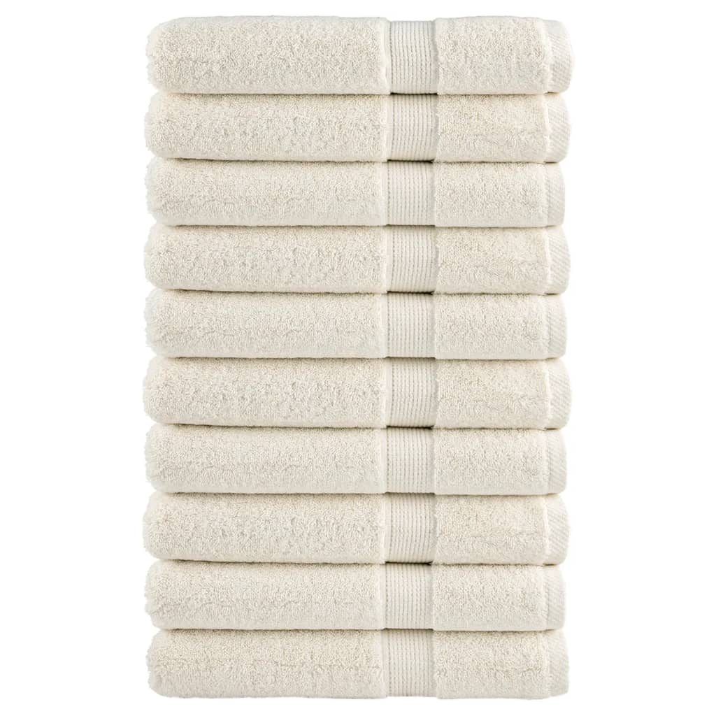 Asciugamani Premium SOLUND 10 pz Crema 100x200 cm 600 g/mÂ²