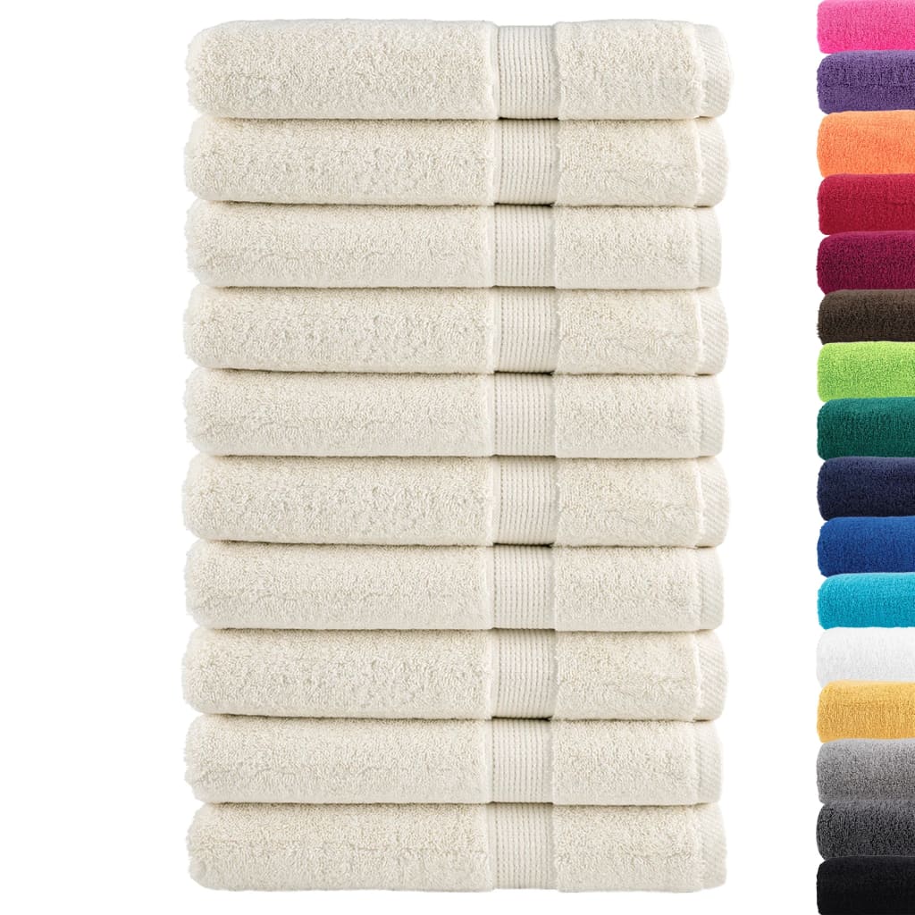 Asciugamani Premium SOLUND 10 pz Crema 100x200 cm 600 g/mÂ²