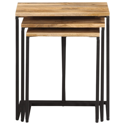 Tavolini a Incastro 3 pz in Legno Massello di Acacia