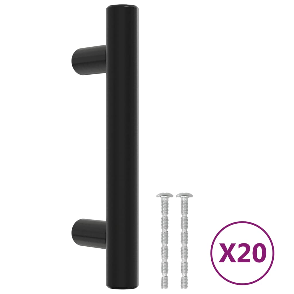 Maniglie per Mobili 20pz Nere 64 mm in Acciaio Inox