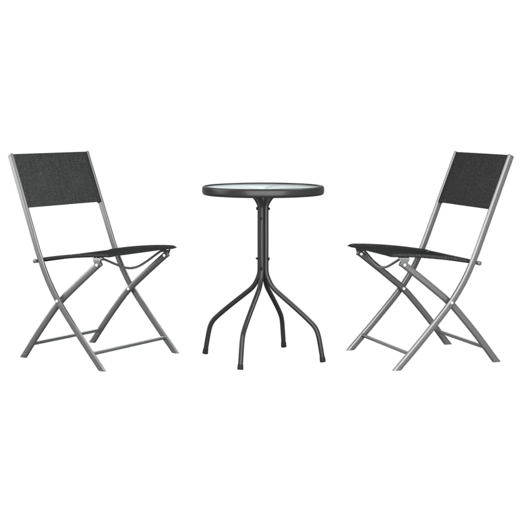 Set da Pranzo da Giardino 3 pz in Acciaio Nero