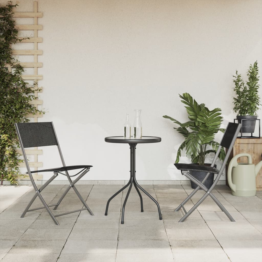 Set da Pranzo da Giardino 3 pz in Acciaio Nero