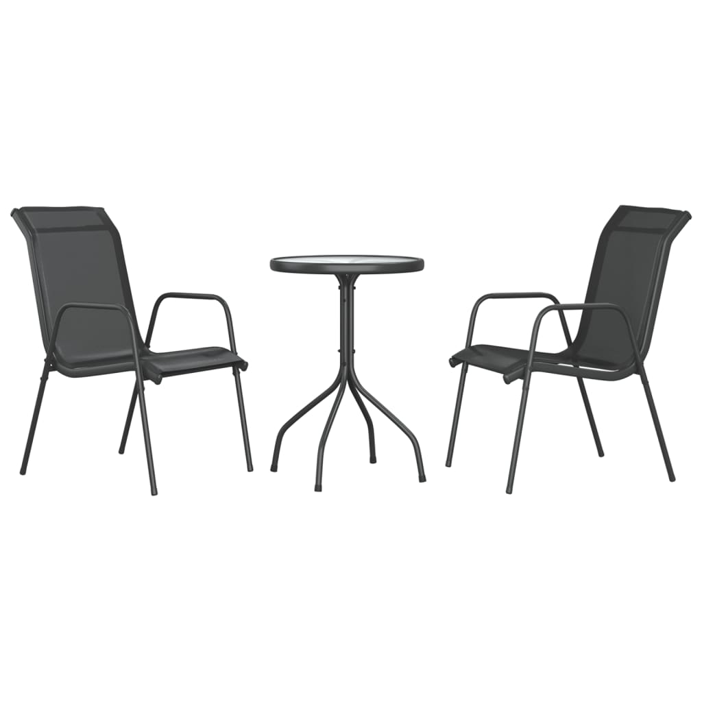 Set da Pranzo da Giardino 3 pz in Acciaio Nerooutdoor