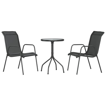 Set da Pranzo da Giardino 3 pz in Acciaio Nerooutdoor