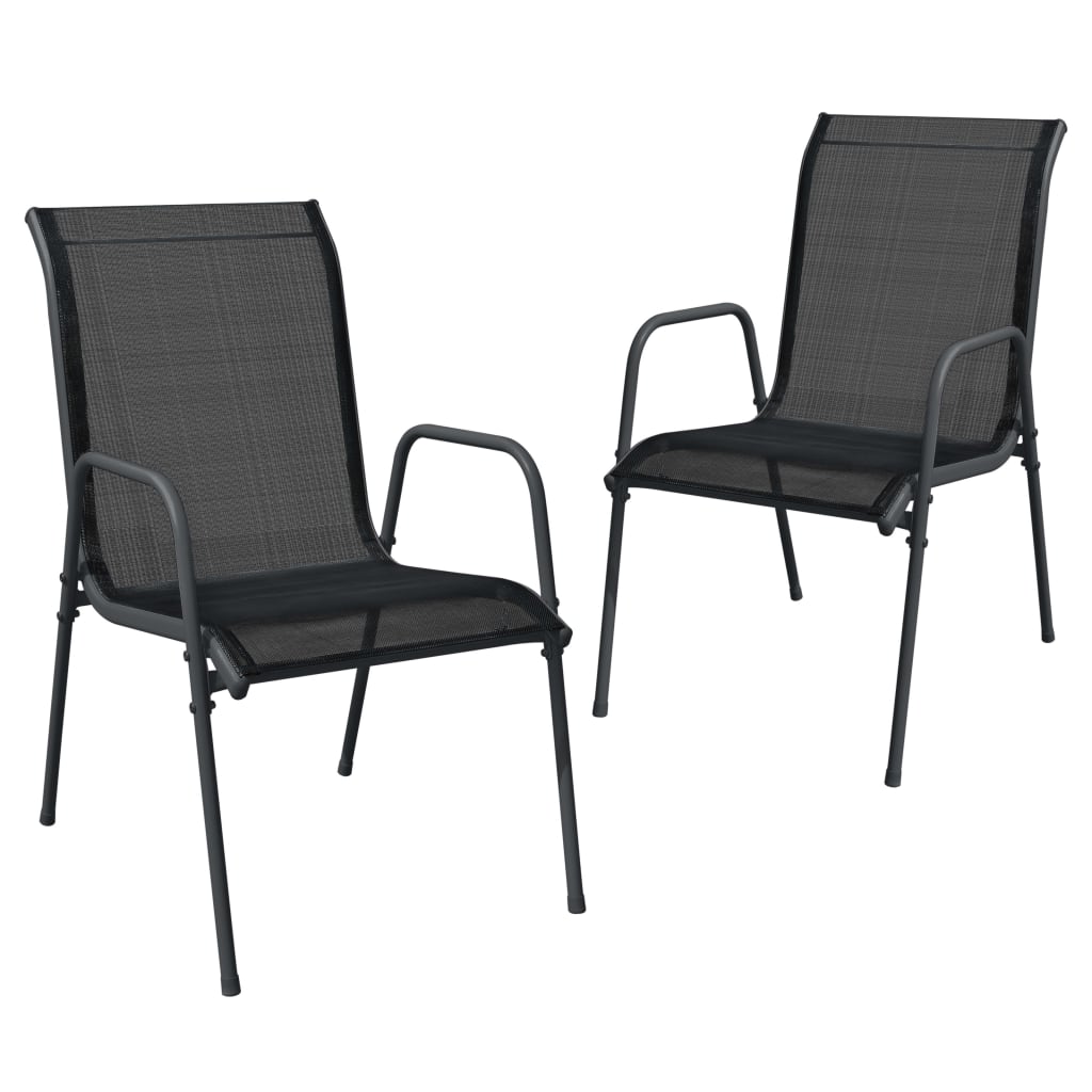 Set da Pranzo da Giardino 3 pz in Acciaio Nerooutdoor