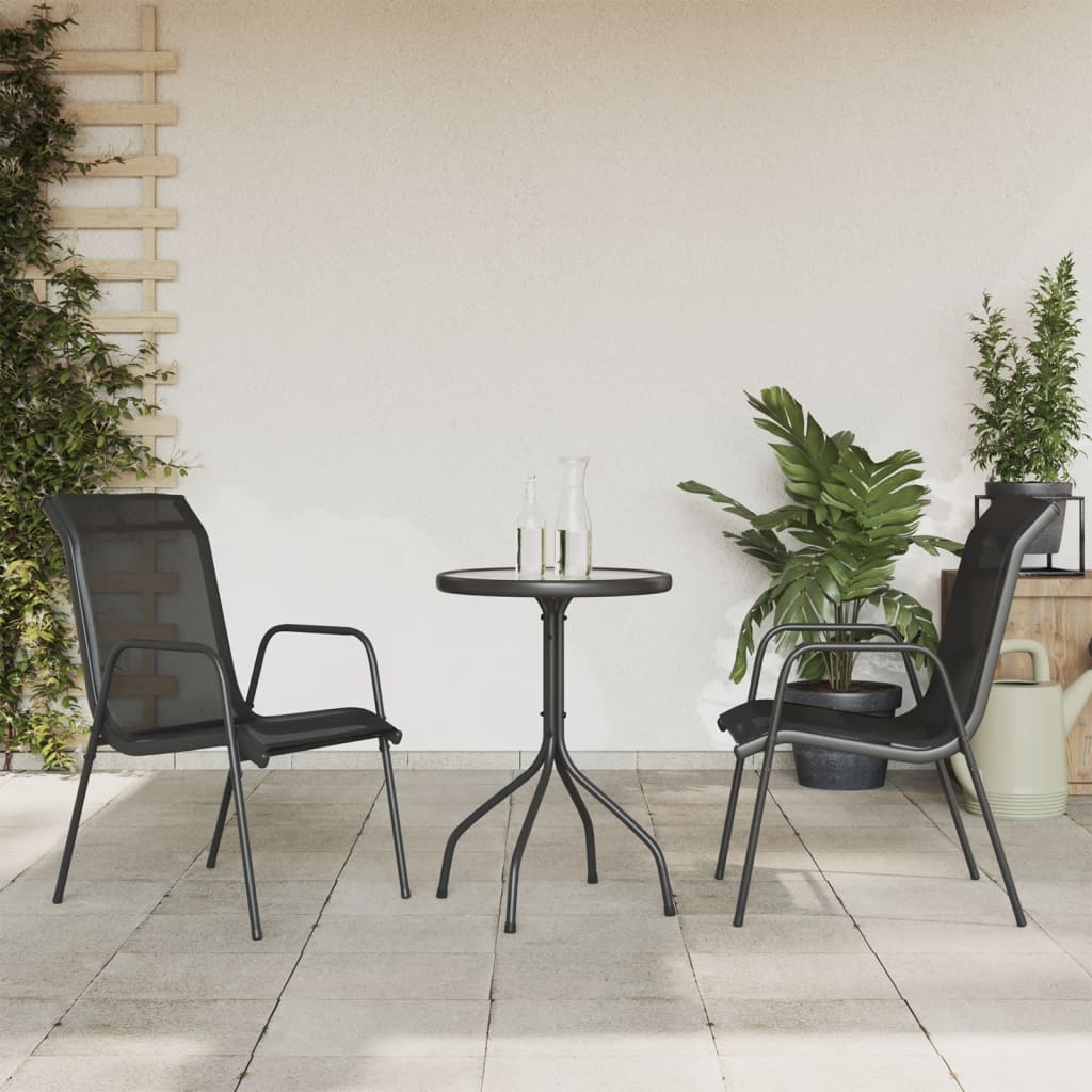 Set da Pranzo da Giardino 3 pz in Acciaio Nerooutdoor