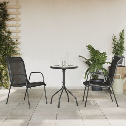Set da Pranzo da Giardino 3 pz in Acciaio Nerooutdoor