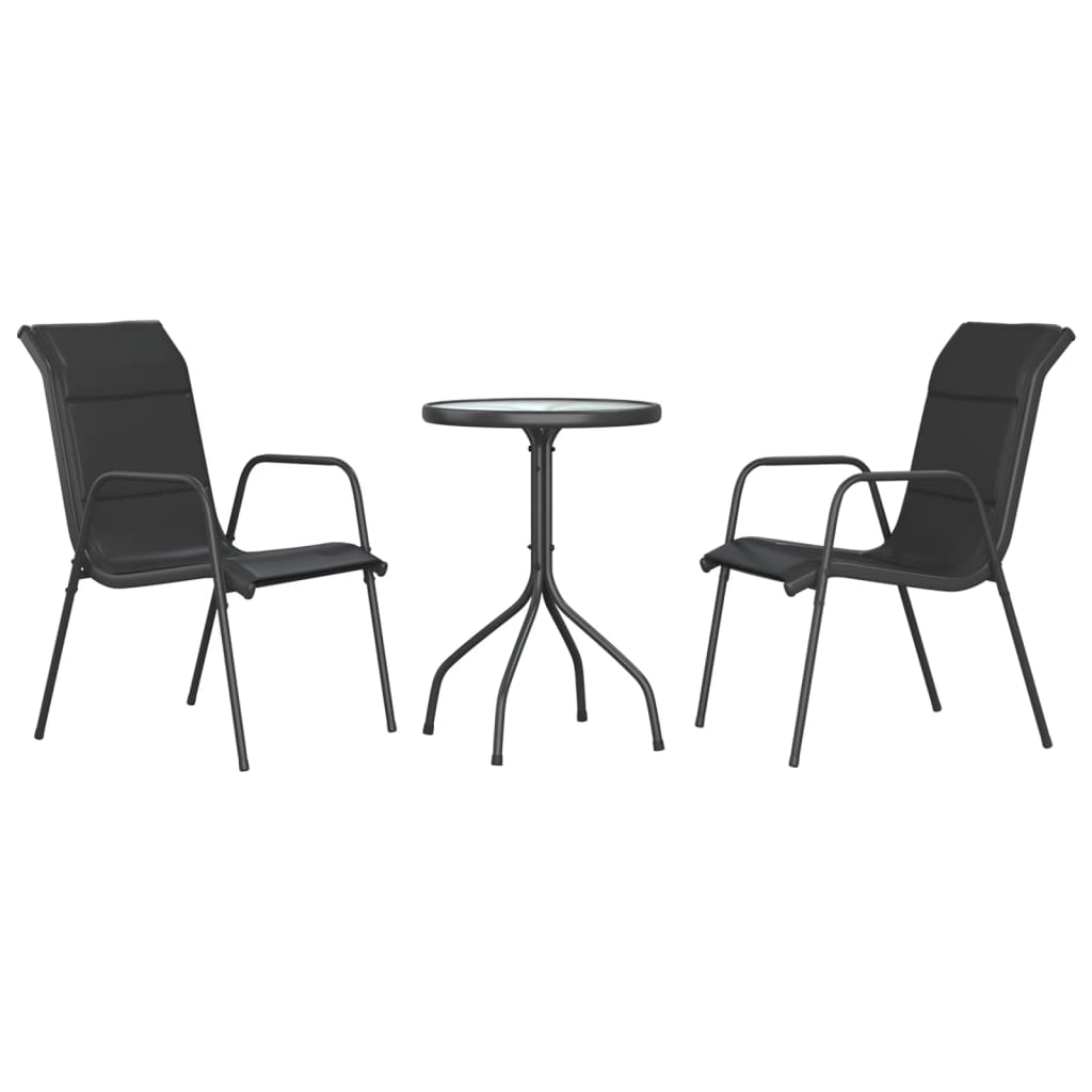 Set da Pranzo da Giardino 3 pz in Acciaio Nero