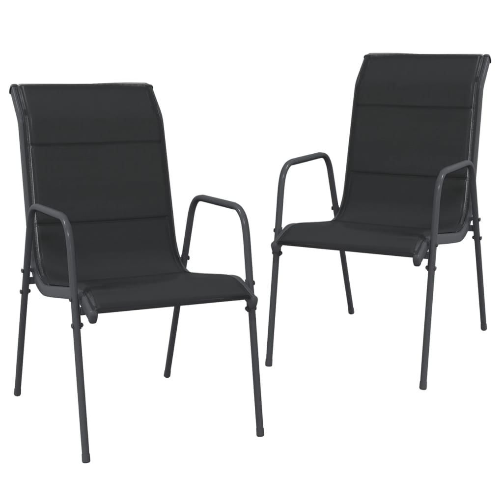 Set da Pranzo da Giardino 3 pz in Acciaio Nero