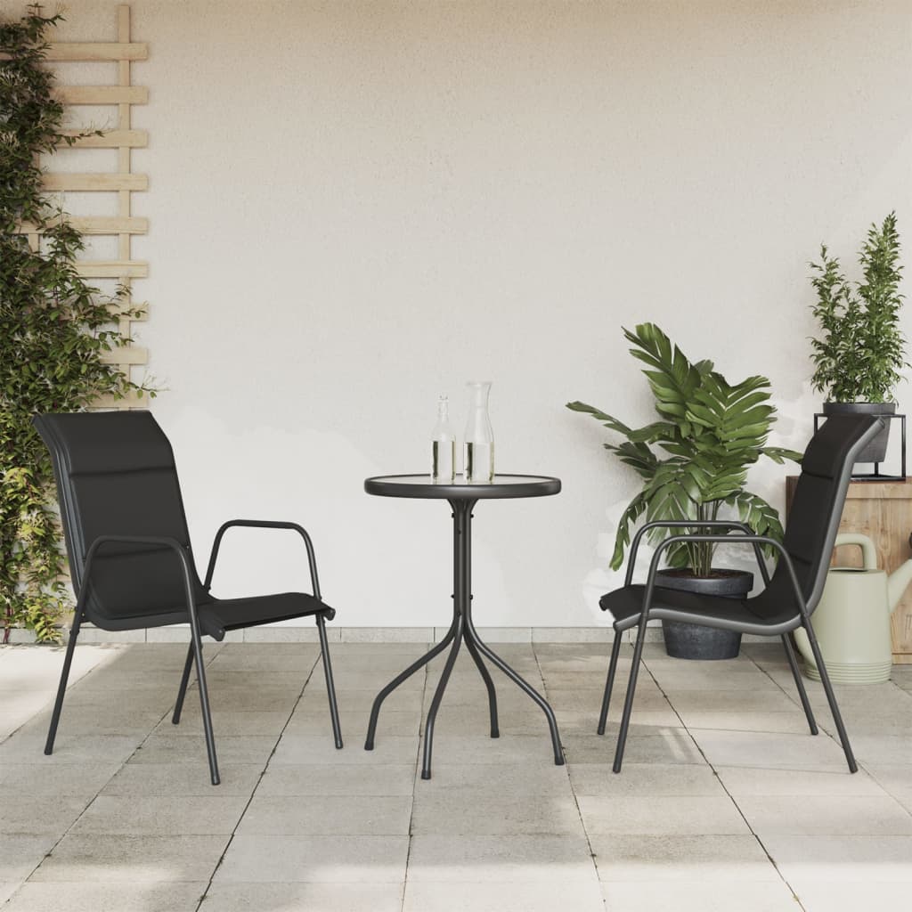 Set da Pranzo da Giardino 3 pz in Acciaio Nero