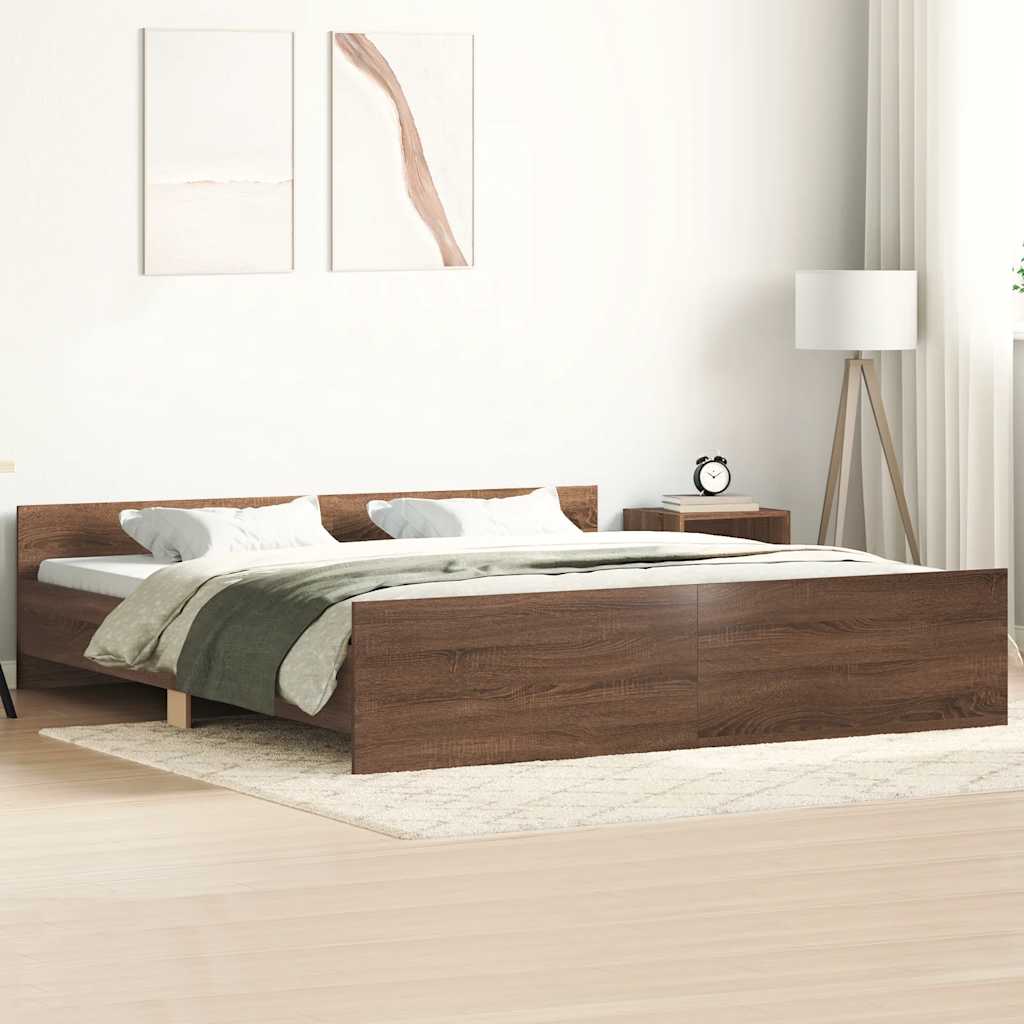 Giroletto con Testiera e Pediera Rovere Marrone 200x200 cm