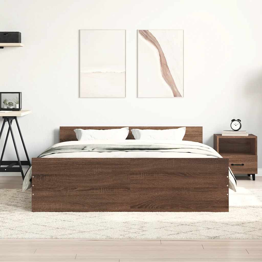 Giroletto con Testiera e Pediera Rovere Marrone 120x200 cm