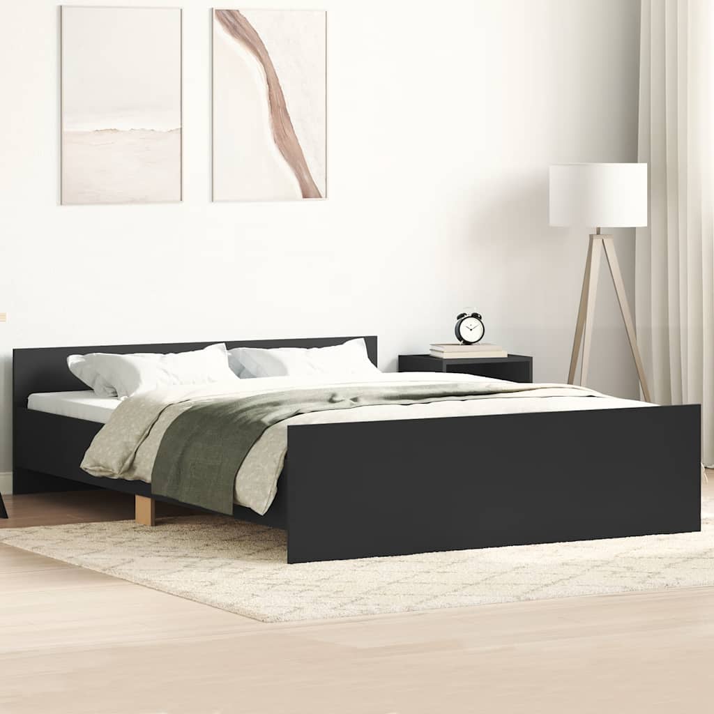 Giroletto con Testiera e Pediera Nero 150x200 cm