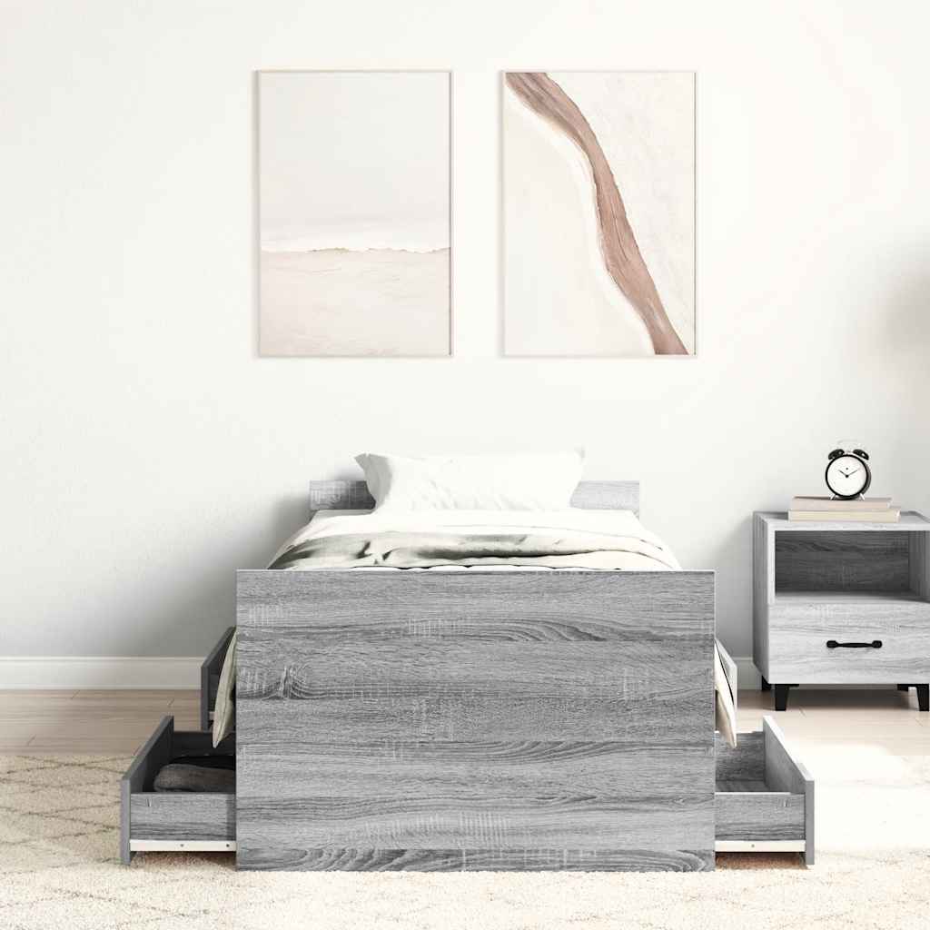 Giroletto con Testiera e Pediera Grigio Sonoma 100x200 cm