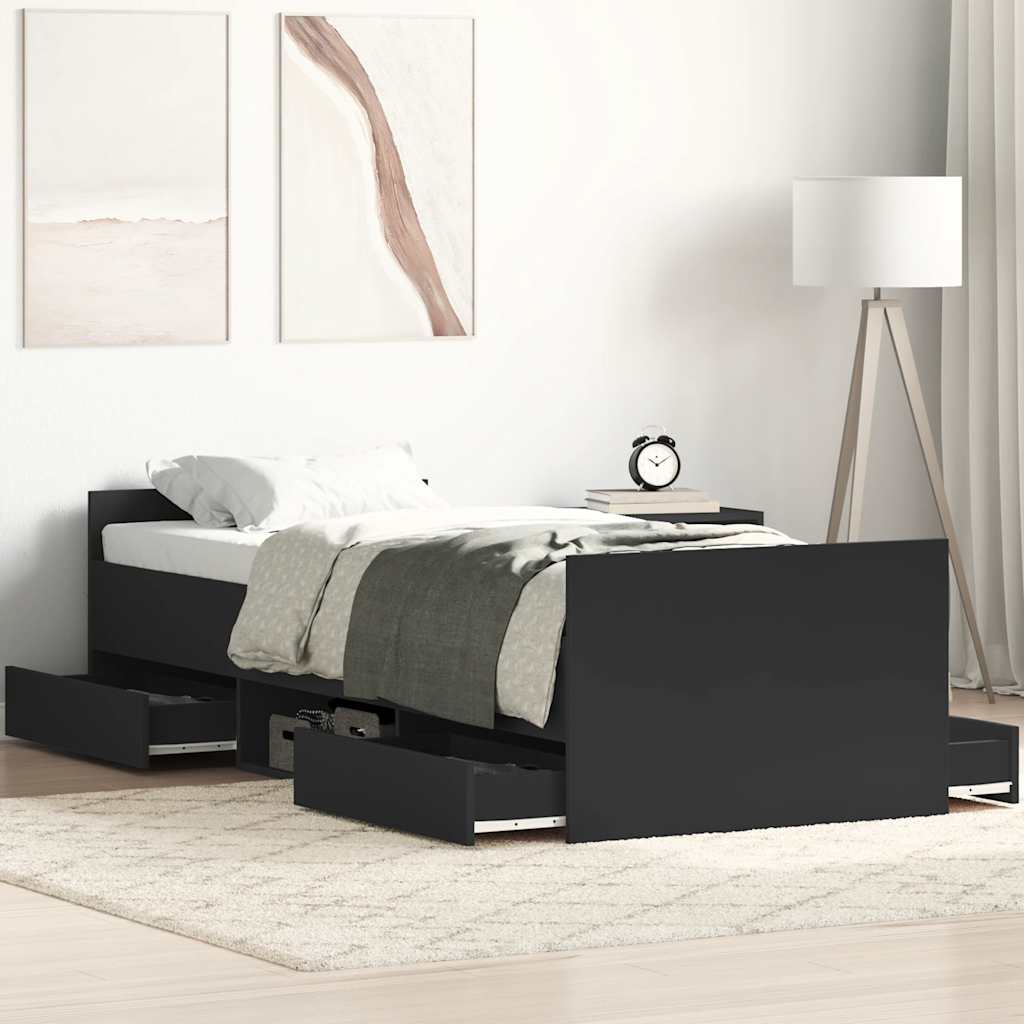 Giroletto con Testiera e Pediera Nero 90x200 cm