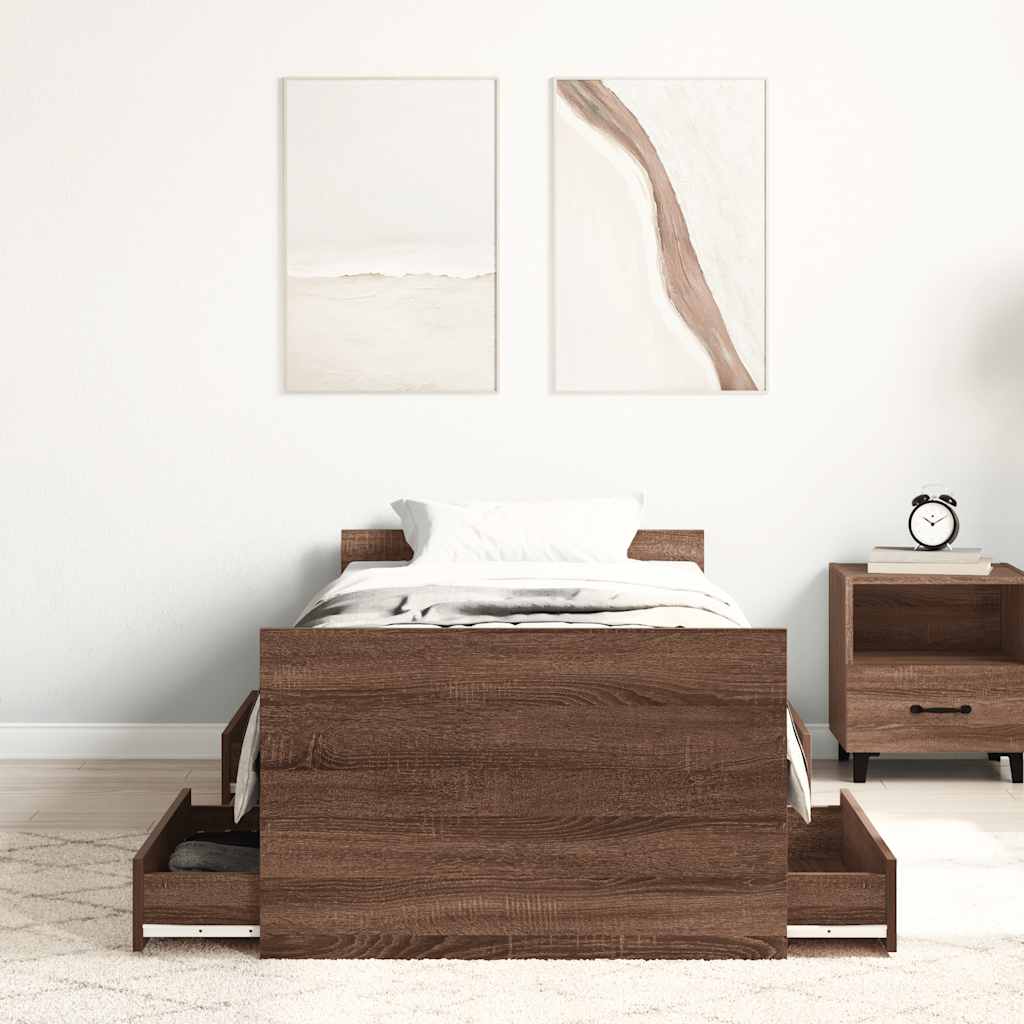 Giroletto con Testiera e Pediera Rovere Marrone 90x200 cm