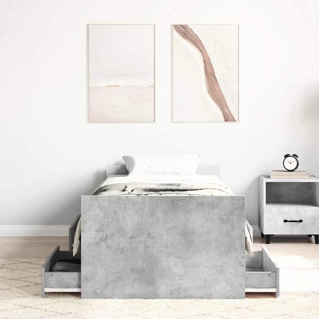 Giroletto con Testiera e Pediera Grigio Cemento 90x190 cm