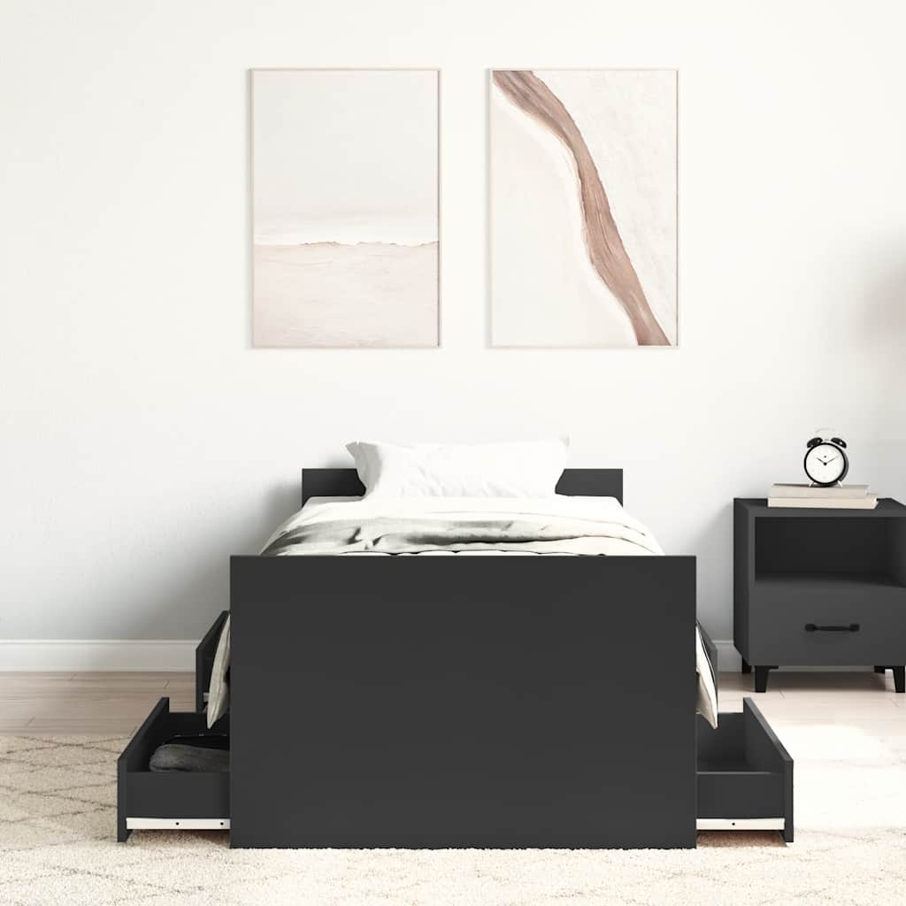 Giroletto con Testiera e Pediera Nero 75x190 cm