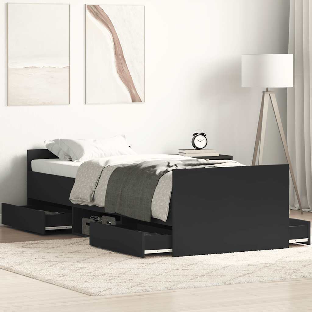 Giroletto con Testiera e Pediera Nero 75x190 cm