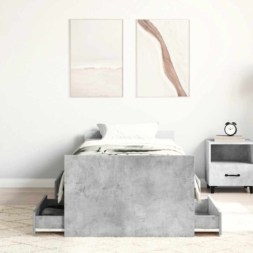 Giroletto con Testiera e Pediera Grigio Cemento 75x190 cm