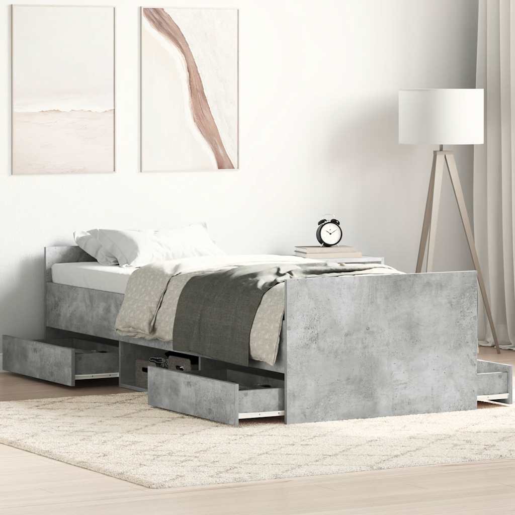 Giroletto con Testiera e Pediera Grigio Cemento 75x190 cm