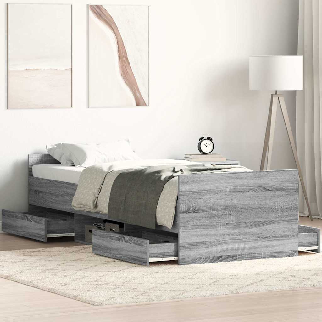 Giroletto con Testiera e Pediera Grigio Sonoma 75x190 cm