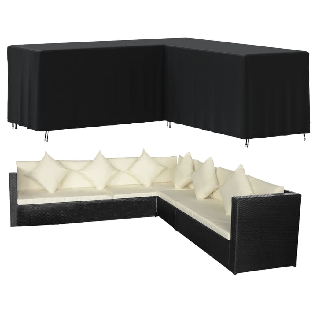 Copertura per Divano a L Nera 254x254x80 cm 420D Oxford