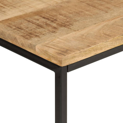 Tavolo Consolle 90x30x75cm Legno Massello Mango Grezzo e Ferro