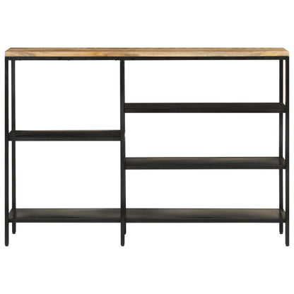 Tavolo Consolle 110x30x75cm Legno Massello Mango Grezzo e Ferro